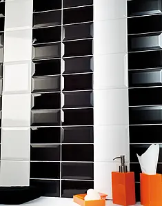 Piastrella di fondo, Effetto unicolore, Colore nero, Stile metropolitana parigina, Ceramica, 7.5x15 cm, Superficie opaca